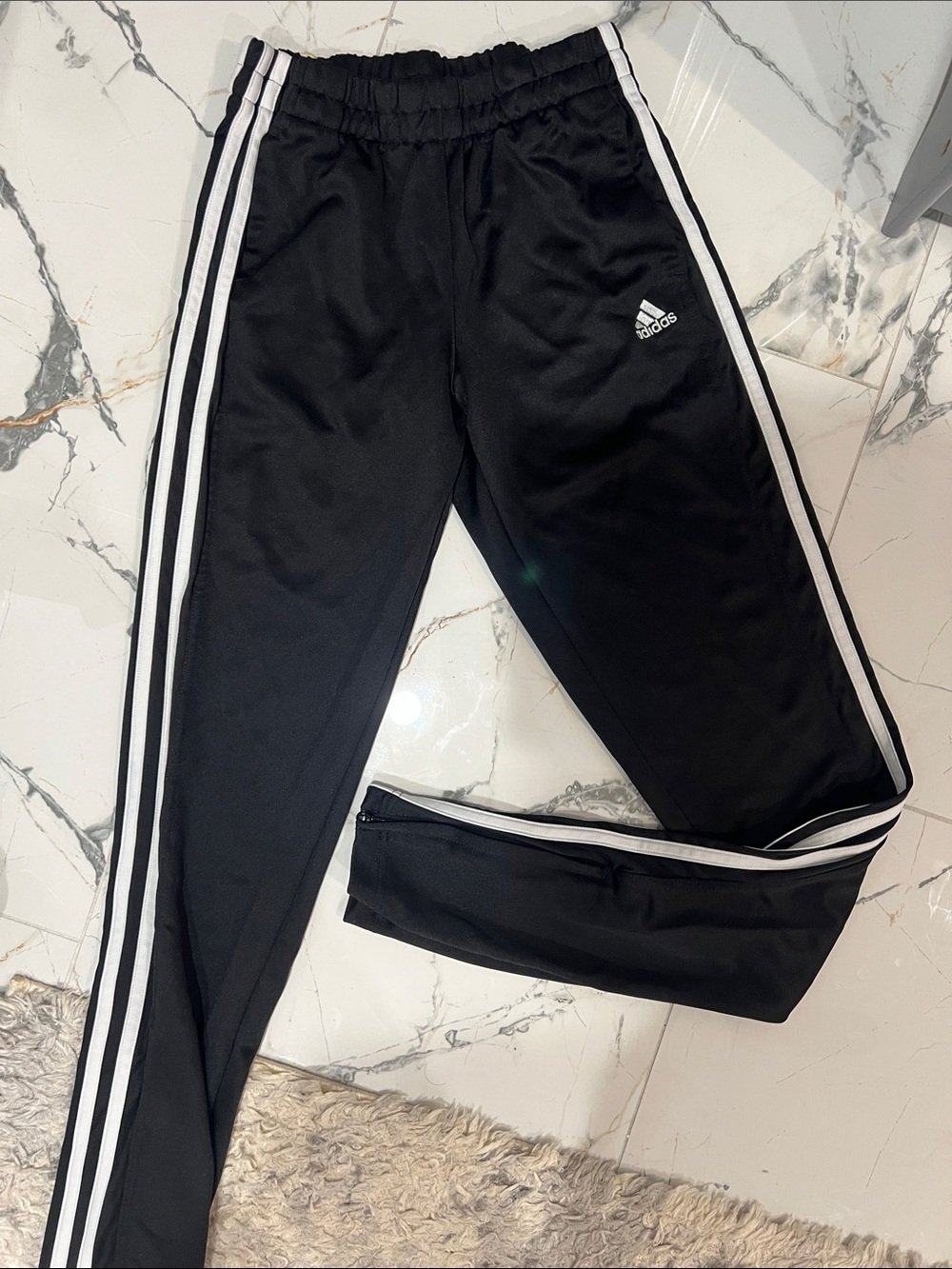 adidas Black Joggers with White Side Stripes